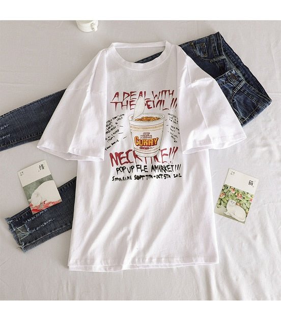 casual Korean Style cartoon print t-shirt - Bidi Creator