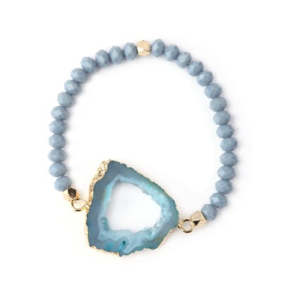 Natural Ag. Druzy Stone Crystal Bead Bracelet - Bidi Creator