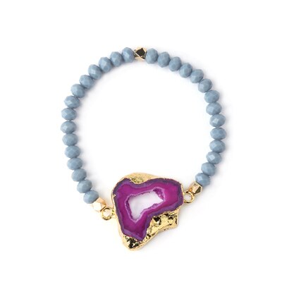 Natural Ag. Druzy Stone Crystal Bead Bracelet - Bidi Creator