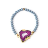 Natural Ag. Druzy Stone Crystal Bead Bracelet - Bidi Creator