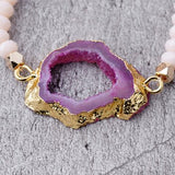 Natural Ag. Druzy Stone Crystal Bead Bracelet - Bidi Creator