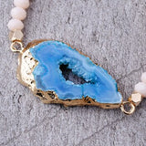 Natural Ag. Druzy Stone Crystal Bead Bracelet - Bidi Creator