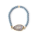 Natural Ag. Druzy Stone Crystal Bead Bracelet - Bidi Creator