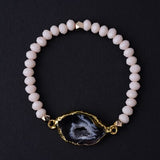 Natural Ag. Druzy Stone Crystal Bead Bracelet - Bidi Creator
