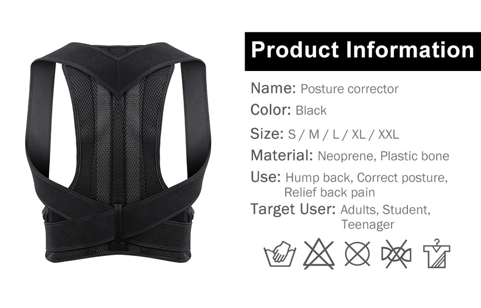 Back Posture Corrector Adult Back Support Shoulder Lumbar Brace Health Care Support Corset Back Belt - Bidi Creator