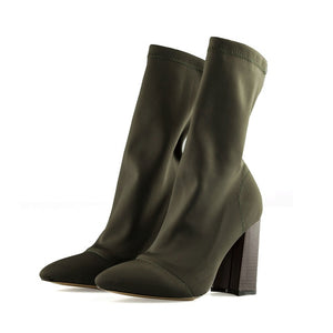 Pointed Toe Yarn Elastic Ankle Boots - Bidi Creator
